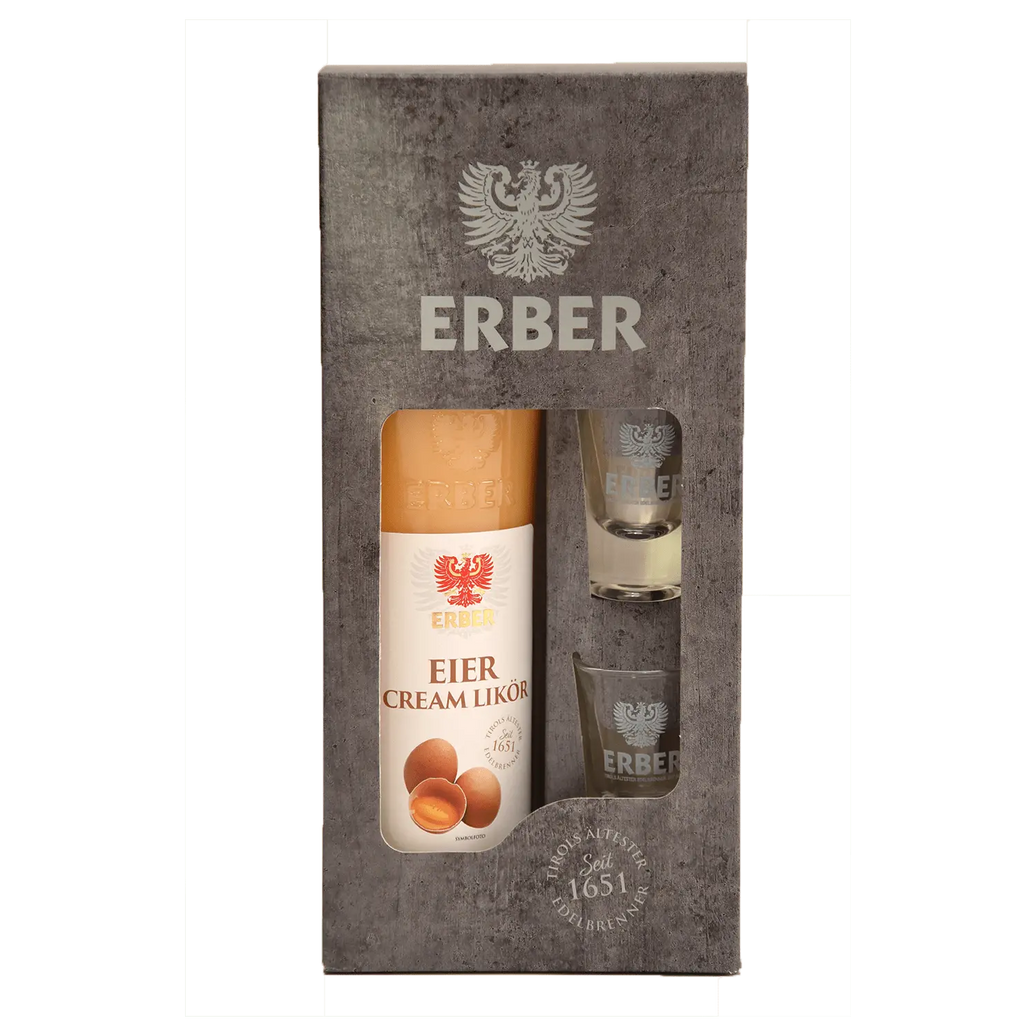 Geschenkset Eierliköre 16% - 0,5 Liter + 2 Gläser