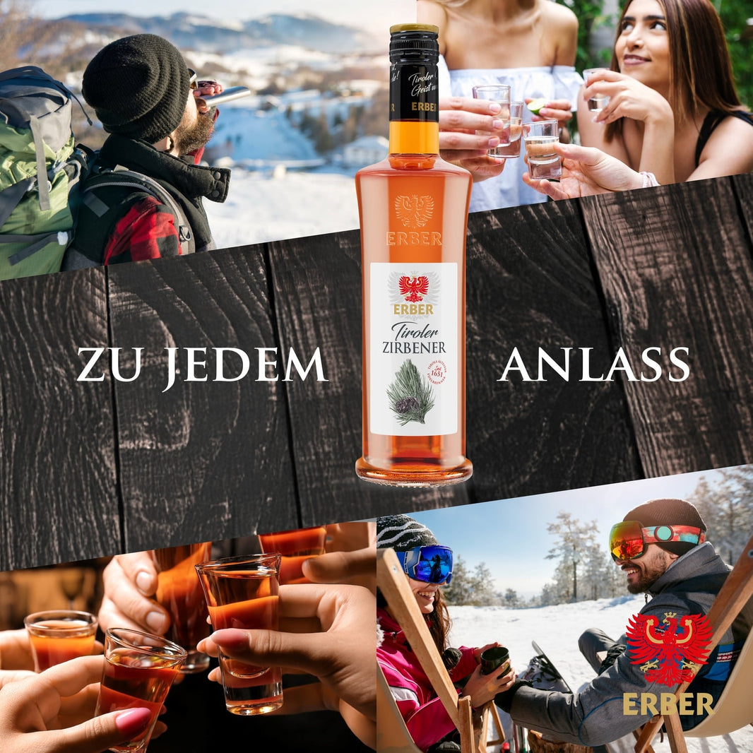 Geschenkset Tiroler Zirbener 30 % 500ml + 2 Gläser